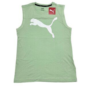 Puma Essentials‎ Mens Size S Light Mint Green Logo Crew Neck Sleeveless T-Shirt